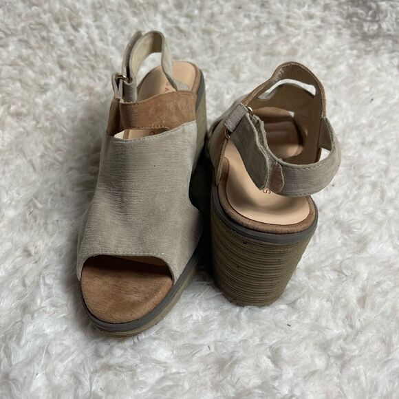 Sachs London Bastian khaki and tan wedge ankle strap sandals size 8 - Picture 5 of 12